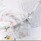 White Ribbed Floral Print Lingerie Set-Outfit