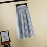 Fongt Yarn Skirt Women's Summer Long A Skirt High Waist 100 Folding Skirt 2025 Thin Soft Hanging Yarn Skirt