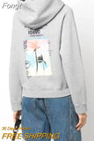 Graphic Wings Sweatshirts Women 2023 Spring Autumn Clothing Casual Loose Hooded Sweatshirt Tops Female Fashion