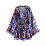 Fongt Autumn Women's New Human Cotton Positioning Water Printing Belt Kimono-Outfit