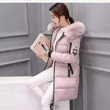 2024 Cotton-Padded Clothes Female Long Style Slim Thin Cotton Coat Big Size Big Wool Collar Thick Large Size Cotton-Padded Jacket Tide-Outfit
