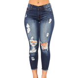Elastic Slim Ripped Jeans-Outfit