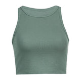 New Women's Wear Rib Solid Color Knitted I-Collar Vest Exposed Navel Sexy Generation-Outfit