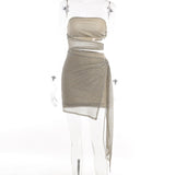 Fongt Breast Hollow Fine Flashing Dress Woman 2025 Summer New Hottie Sexy Dress