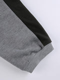 Patchwork Striped Crew Sweatshirt-Outfit