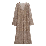 Fongt Wind Spring City Casual Loose-Fitting Sleet Shirt Dress V Collar Long Beads Of The Flute Dress 3618862