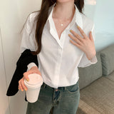 Loose Korean Cotton Long-Sleeved Shirt Women's Autumn New Style Design Shirt Casual