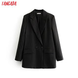 women elegant blue double breasted suit jacket designer office ladies blazer business wear tops