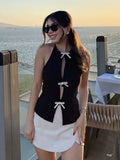 Fongt Summer New Bow Ornament Hanging Neck Repair Small Waistcoat Woman B88687