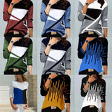 Loose Color Printed Round Neck Long Sleeve