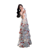 New Summer Floral Dress With A French Cake Long Skirt-Outfit