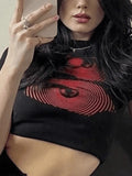 Eye Print Baby Crop Top-Outfit