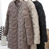 Autumn And Winter New Round Collar Down Jacket Female Medium Long Korean Version Comfortable White Duck Velvet Warm Light Coat Tide-Outfit