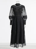 French Classical Style 2025 New Temperament Design Embroidered Laces To Show Thin Solid Color Dress