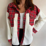 Fongt New Collared Leopard Print Plush Stitching Color Warm Long-Sleeved Autumn And Winter Shirt Jacket