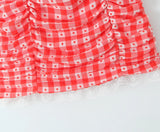 Red Plaid Plaid Dot Ruched Mini Dress-Outfit