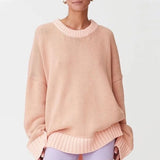 Women Sweater Knitted Autumn Orange Casual Loose Long Sleeve Pullover Tops Female 2022 Streetwear Chic Ladies