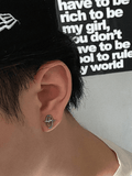Oval Star Pattern Earrings-Outfit