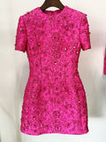 Fongt New Star Fashion Elegant Temperament Of The Flower Heavy Industry Nail Beads Short-Sleeved Dress