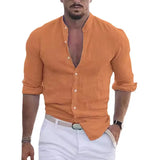 Fongt New Men's Summer Shirt Beach Shirts Long Sleeves Solid Hawaiian Holiday