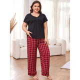 Fongt Size Pajamas Female Spring And Summer Fat Mm Short-Sleeved Pants Large Size Home Clothes-Outfit