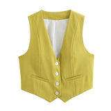Fongt Color Y2K2025 Summer Leisure Repair Vest Sleeveless Vest Short Blouse Women A19531