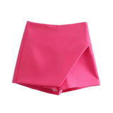 New Korean Version Of High Waist And Long Legs Asymmetrical Candy Colored Skirt Skirt Pants-Outfit