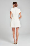 Tweed Solid Beaded Seam Mini Dress-Outfit