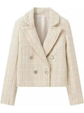 Tweed Buttoned Cropped Coat-Outfit