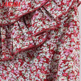Women Ruffles Flowers Print Oversize Collar Shirt Long Sleeve 2021 Chic Female Blouse Shirt Tops