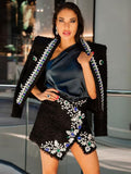 2023 New Fall Women's High Quality Luxury Diamond Beaded Two Piece Skinny Sexy Cardigan Celebrity Party