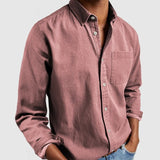 Fongt New Men's Shirt New Long-Sleeved Collar Men's