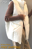 New Body Warmer Women's Down Cotton Vest Jacket Loose White Down Cotton Thick Waistcoat Vest Zipper Sleeveless Coat