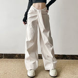 Fongt Cloth Forget Not Regular Cross Waist Design Loose Apparent Thin Leg Pants Teen Temperament Casual Pants