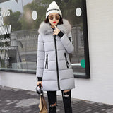 Cotton-Padded Clothes Female In The Long 2024 Winter New Large Size Women's Korean Version Cotton-Padded Clothes Big Wool Collar Thick Cotton-Padded Jacket Coat-Outfit