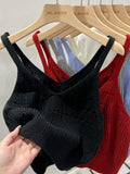 Knitted Vests Women Top V-neck Solid Tank Blusas Mujer De Moda 2024 Summer Fashion Female Sleeveless Casual Thin Tops-Outfit