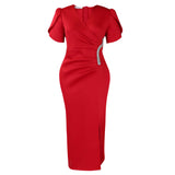 Fongt Women's 2025 New Fashion Elegance Elegance V Banquet Dress Burning African Dress