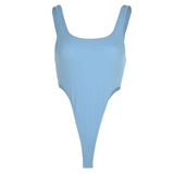 Sexy Bodycon Solid High Waist Bodysuit Women Summer Open Crotch Sleeveless Romper