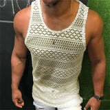 Fongt Men's New Hollow Out Breathable Vest Men's Jacket Tank Top Slim