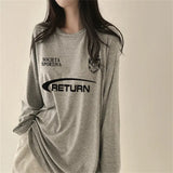 Vintage Round Neck Logo Print Oversized Tee-Outfit