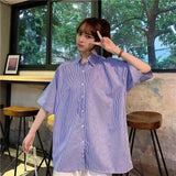Shirt blusas Female ulzzang short sleeve women blouse 2021 summer oversized gothic printing blouses Korean womens