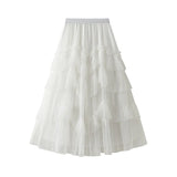 Fongt Skirt 2025 Spring New Mesh Dress Design Half-Dress Net Yarn Splicing Ponpong Skirt D1865