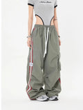 Vintage Side Striped Baggy Cargo Sweatpants-Outfit
