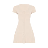 Fongt Cloth Forget French Light Style V-Neck Knitted Dress T-Shirt Babes Single Buckle Thin Temperament Slim Skirt