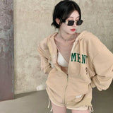 Vintage Oversized Zip Up Hoodies Casual Hooded