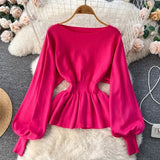 Fongt And Winter New French Knitted Set Of Lotus Lantern Long-Sleeved Tops Two Sets Of Women
