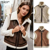 Fongt Women's Clothing 2025 Autumn And Winter New Fur One-Piece Velvet Splicing Vest Vest