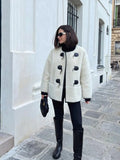 Faux Fur Plush Buckle Jacket-Outfit