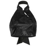Style Jacquard Plate Buckle Sexy Back Strap Slim Vest Female 2023 Summer New Women's Wear-Outfit