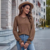 Fongt Hot Selling New Women's Wear 2024 Round Collar Solid Color Casual Loose Women's Top-Outfit